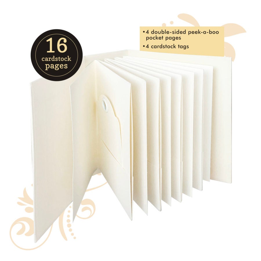Graphic 45 Rectangle Staples Tag and Pocket Album, Ivory